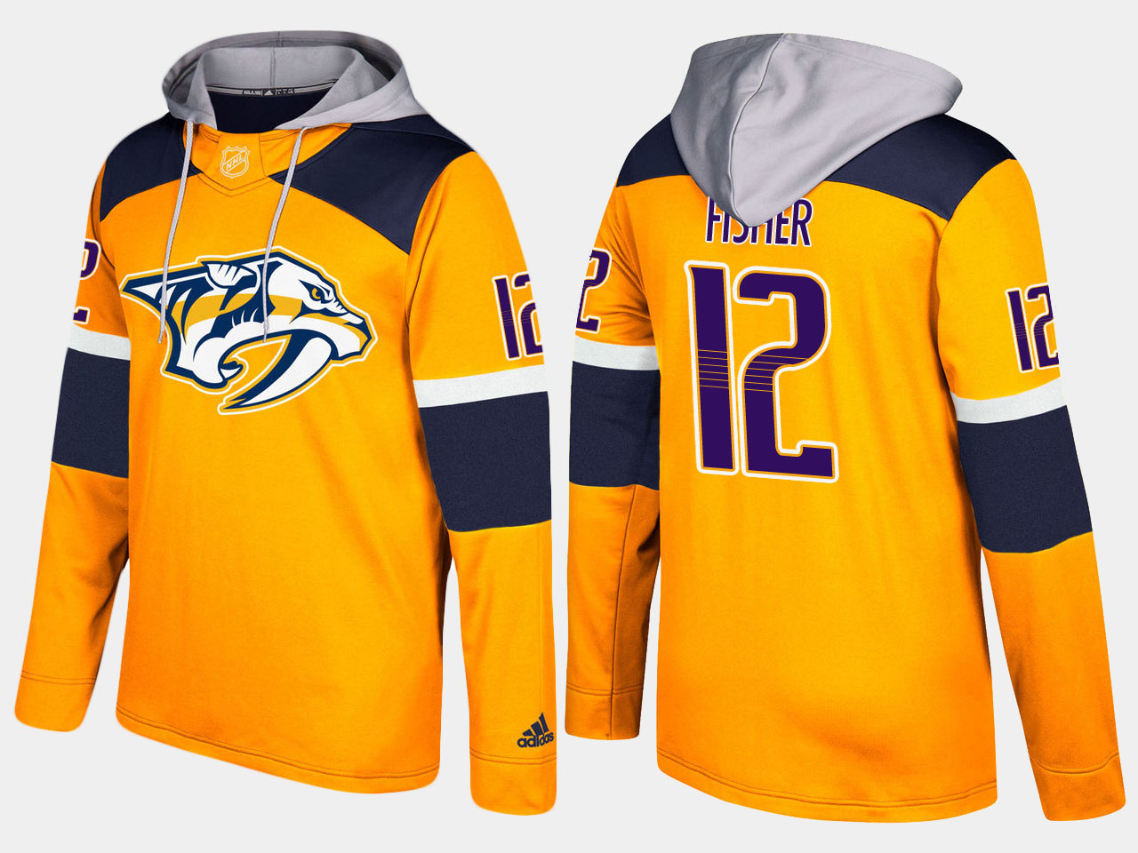 Men NHL Nashville predators retired #12 mike fisher yellow hoodie->nashville predators->NHL Jersey